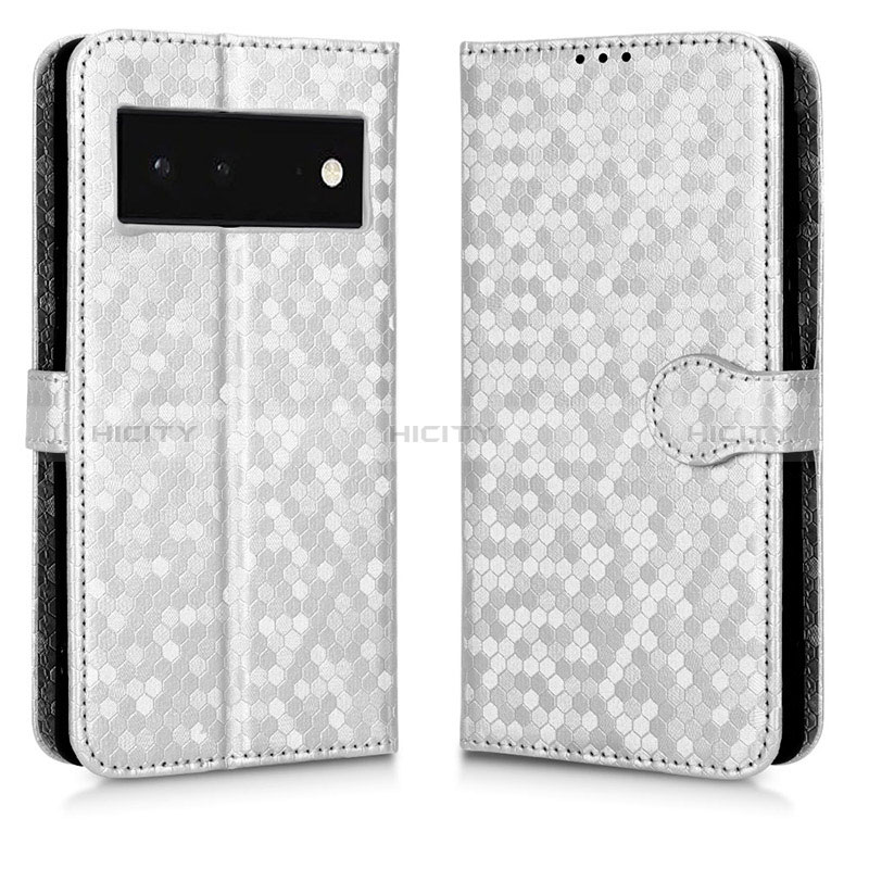 Custodia Portafoglio In Pelle Cover con Supporto C01X per Google Pixel 6 5G Argento