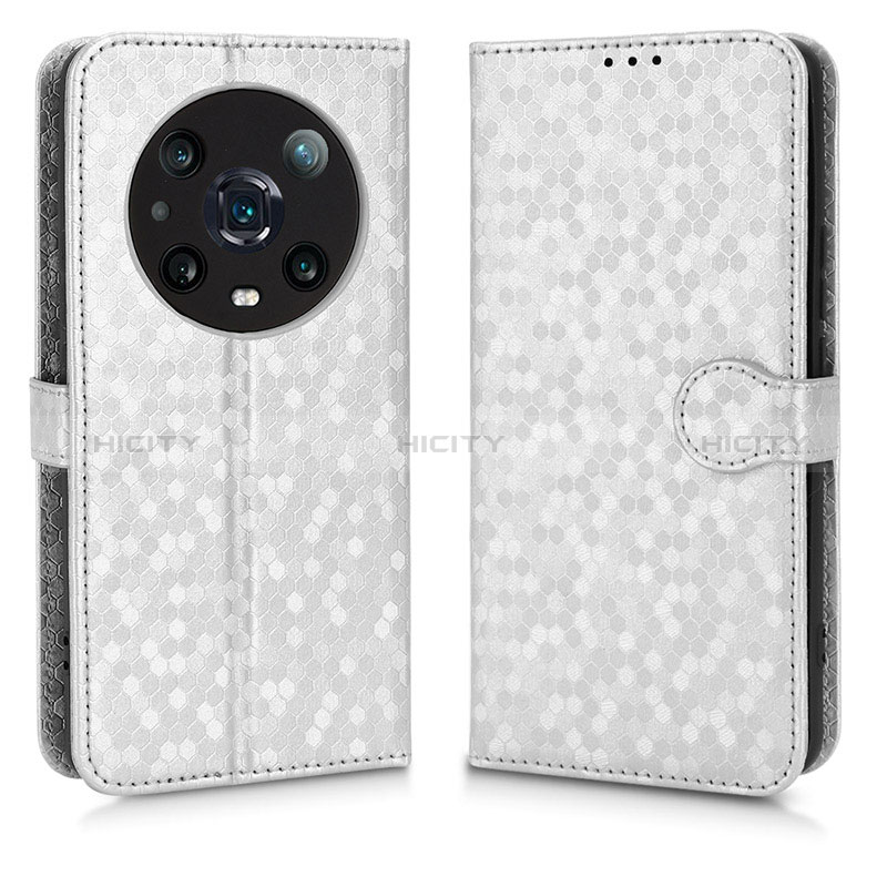 Custodia Portafoglio In Pelle Cover con Supporto C01X per Huawei Honor Magic4 Pro 5G Argento