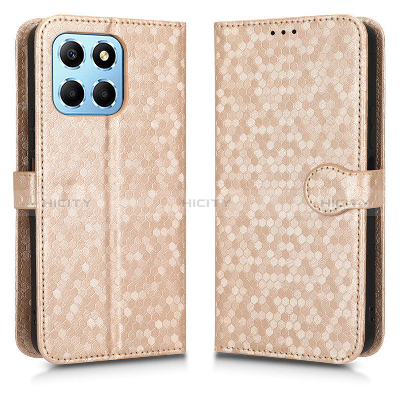 Custodia Portafoglio In Pelle Cover con Supporto C01X per Huawei Honor X6 Oro