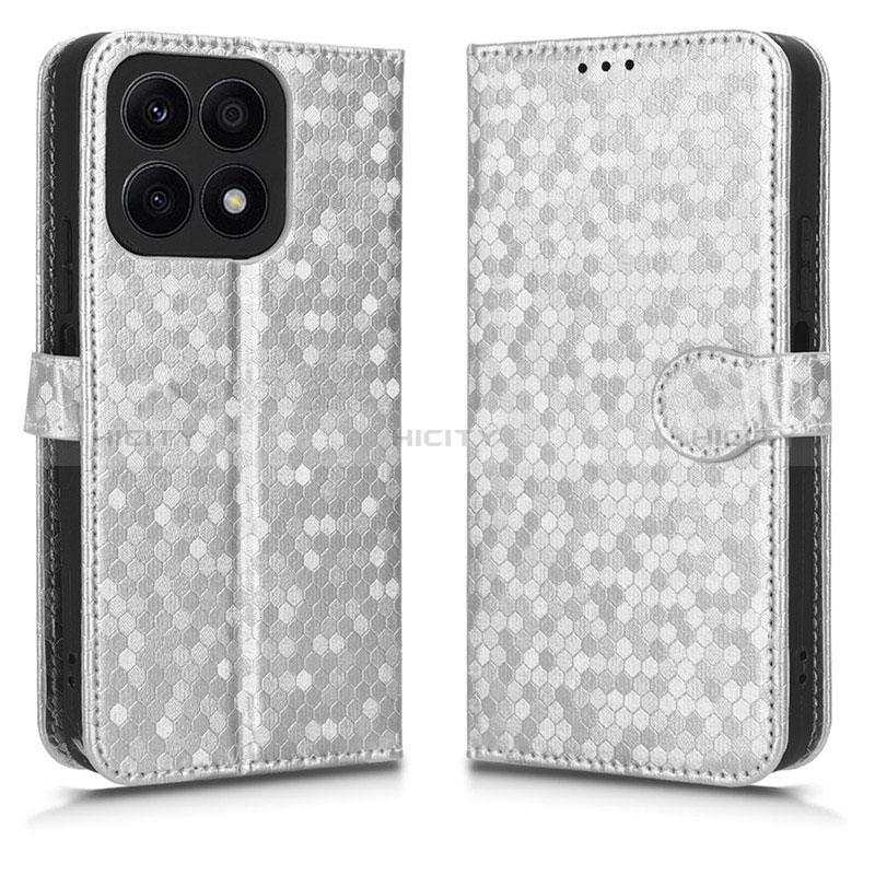 Custodia Portafoglio In Pelle Cover con Supporto C01X per Huawei Honor X8a 4G Argento