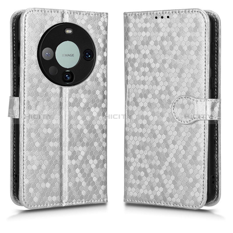 Custodia Portafoglio In Pelle Cover con Supporto C01X per Huawei Mate 60 Argento