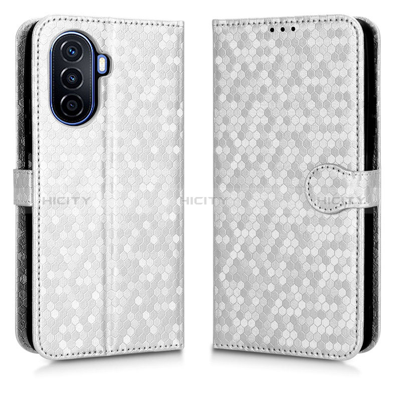 Custodia Portafoglio In Pelle Cover con Supporto C01X per Huawei Nova Y70 Argento