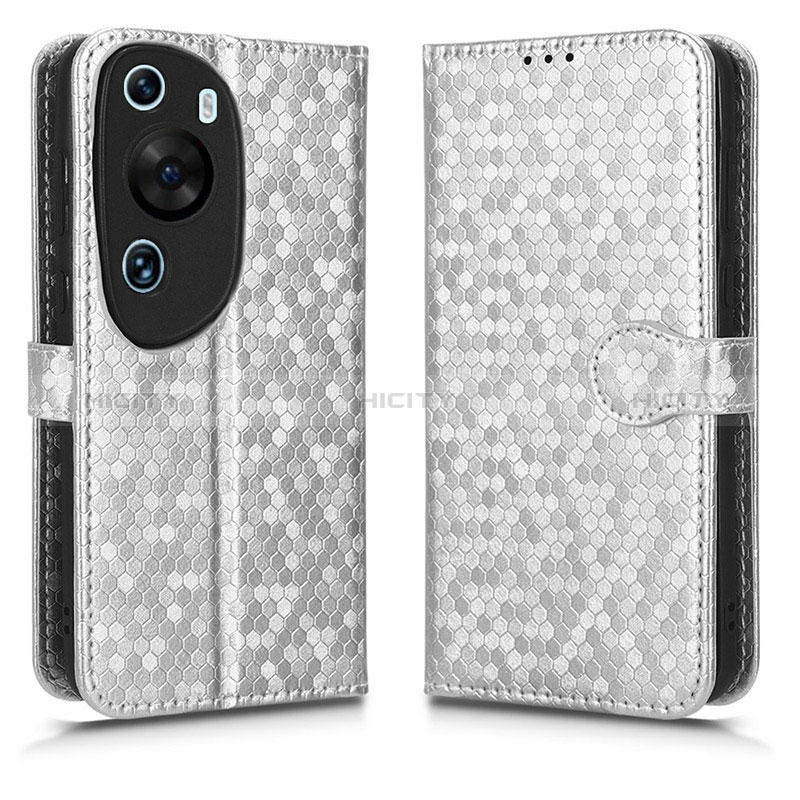 Custodia Portafoglio In Pelle Cover con Supporto C01X per Huawei P60 Art Argento