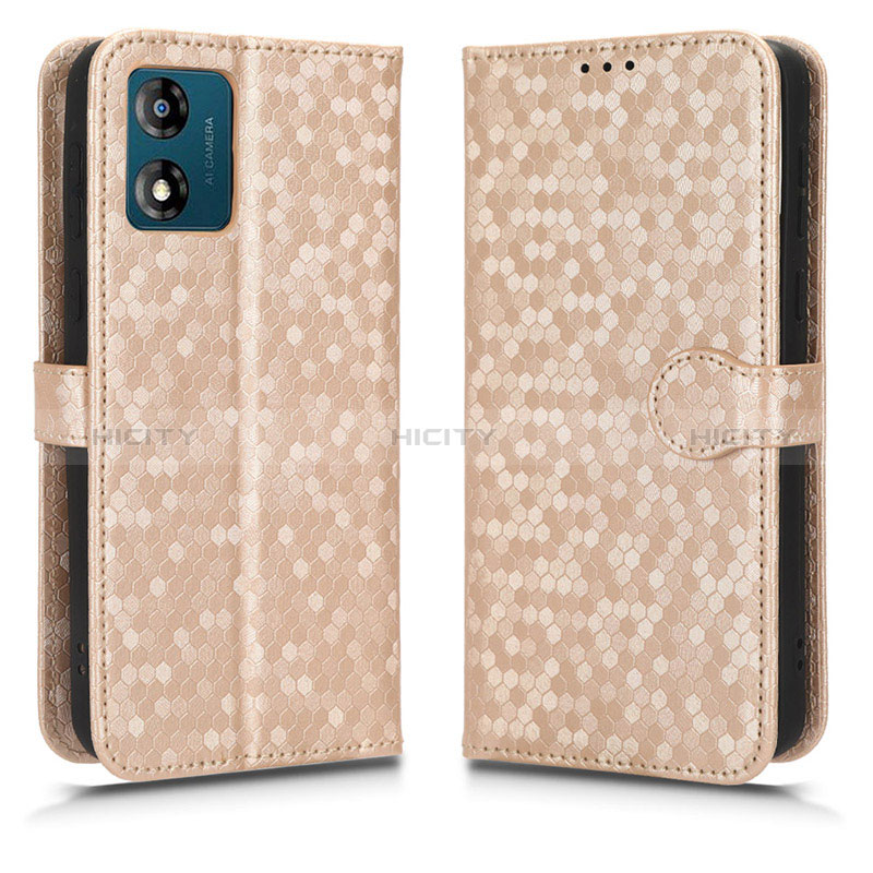 Custodia Portafoglio In Pelle Cover con Supporto C01X per Motorola Moto E13 Oro