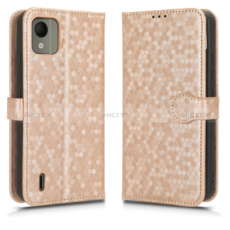 Custodia Portafoglio In Pelle Cover con Supporto C01X per Nokia C110 Oro