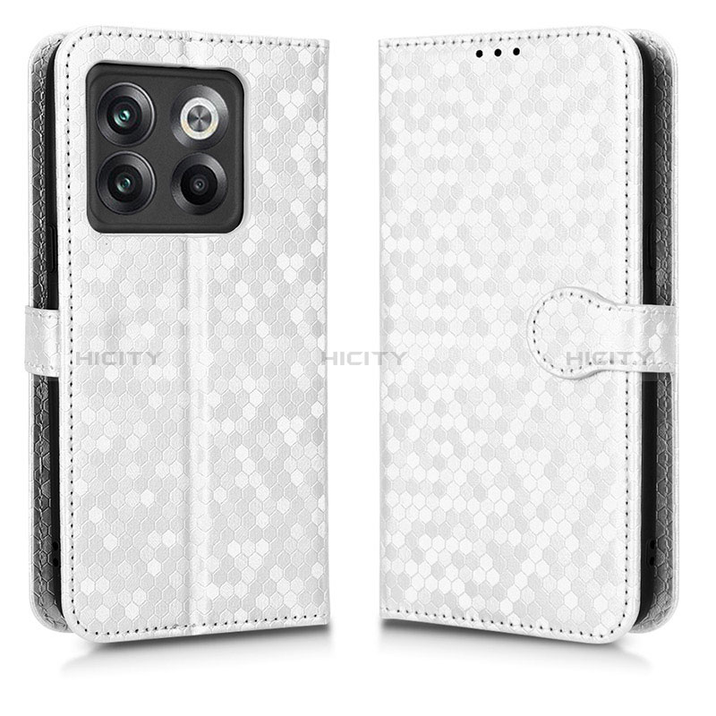 Custodia Portafoglio In Pelle Cover con Supporto C01X per OnePlus 10T 5G Argento