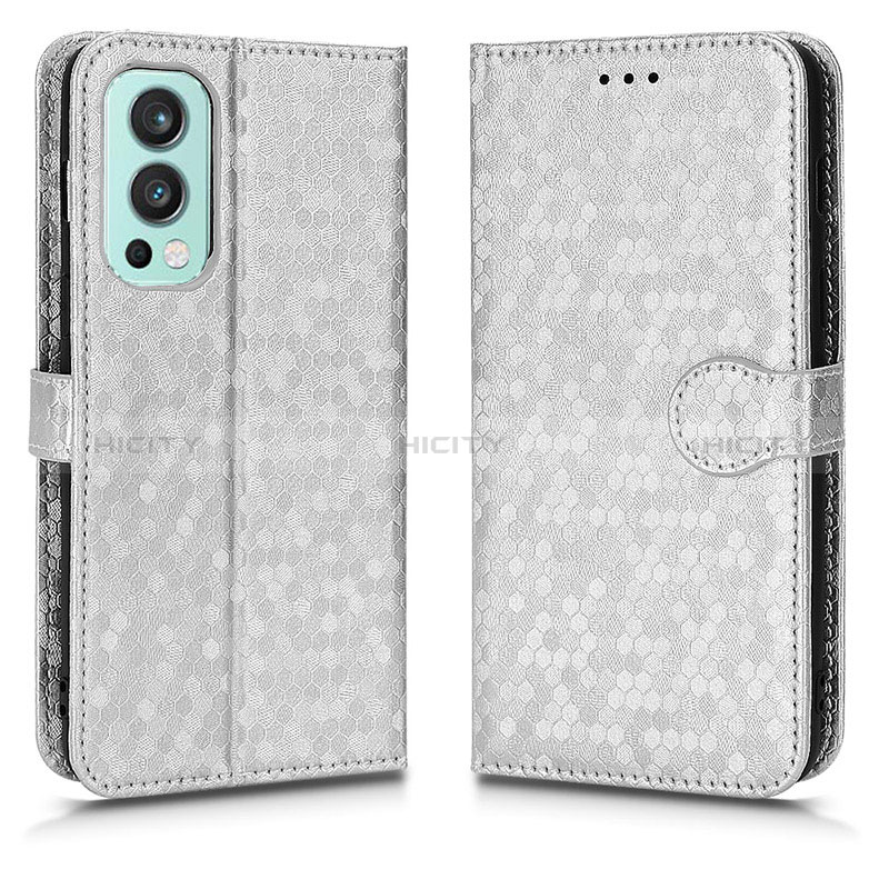 Custodia Portafoglio In Pelle Cover con Supporto C01X per OnePlus Nord 2 5G Argento