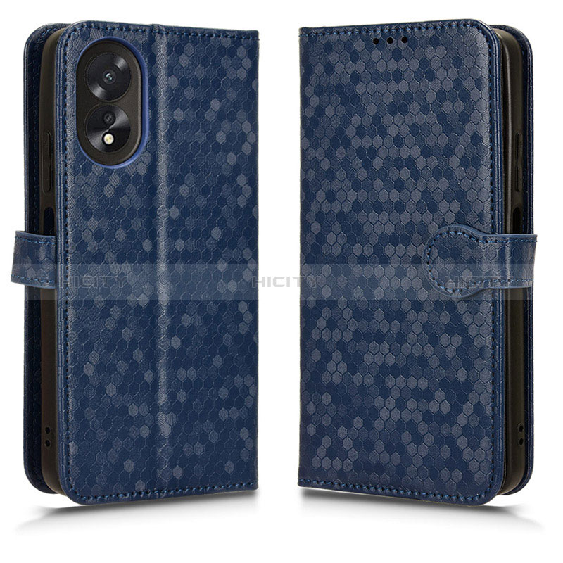 Custodia Portafoglio In Pelle Cover con Supporto C01X per Oppo A38 Blu