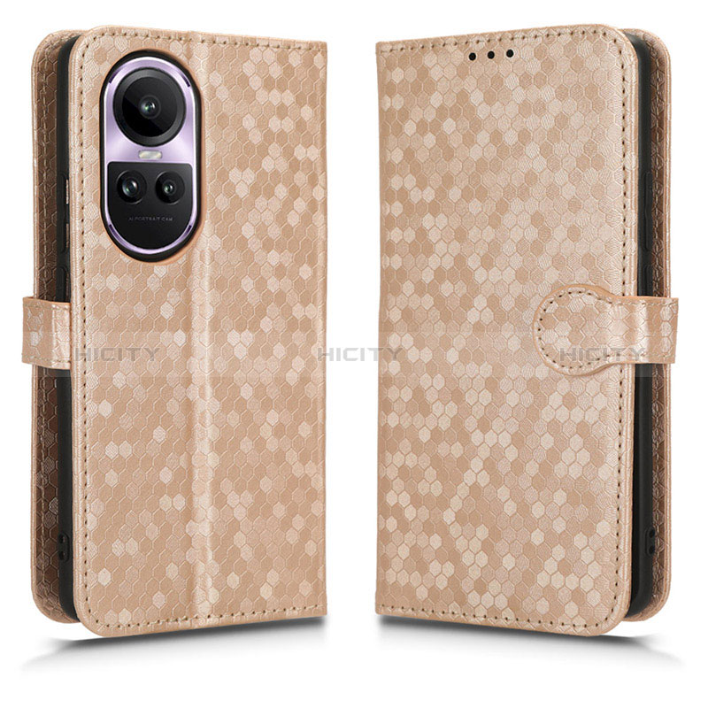 Custodia Portafoglio In Pelle Cover con Supporto C01X per Oppo Reno10 5G Oro