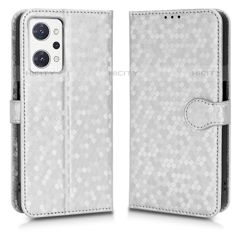 Custodia Portafoglio In Pelle Cover con Supporto C01X per Oppo Reno7 A Argento