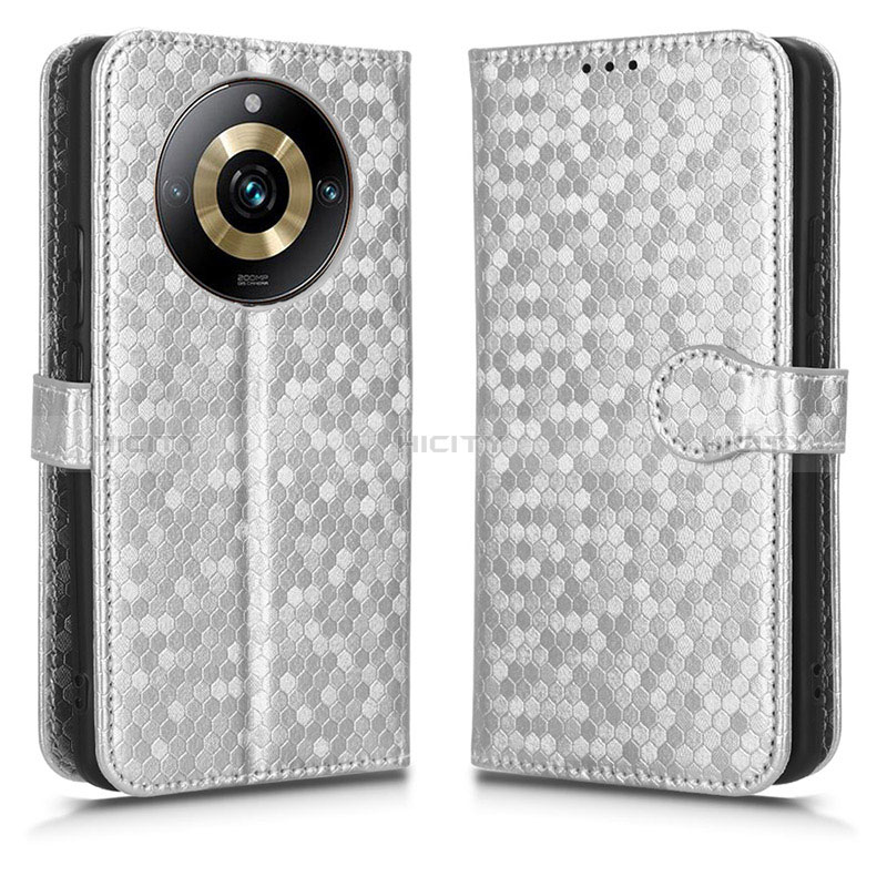 Custodia Portafoglio In Pelle Cover con Supporto C01X per Realme 11 Pro+ Plus 5G Argento