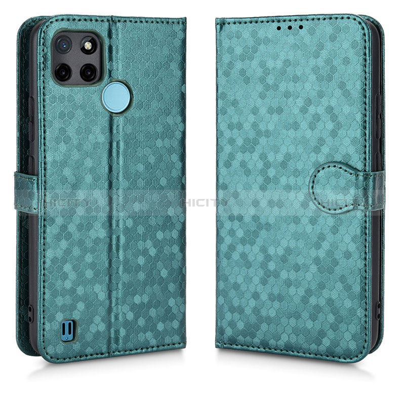 Custodia Portafoglio In Pelle Cover con Supporto C01X per Realme C21Y Verde