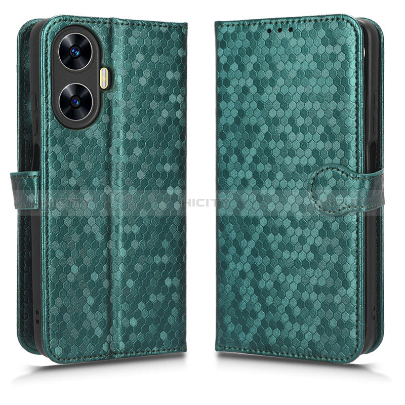 Custodia Portafoglio In Pelle Cover con Supporto C01X per Realme C55 Verde