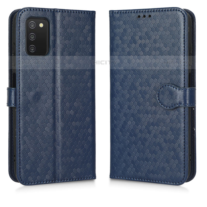 Custodia Portafoglio In Pelle Cover con Supporto C01X per Samsung Galaxy M02s Blu