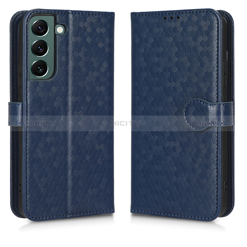 Custodia Portafoglio In Pelle Cover con Supporto C01X per Samsung Galaxy S22 5G Blu