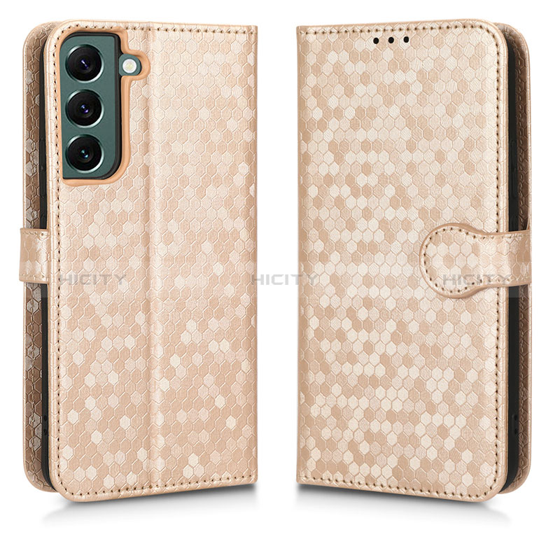 Custodia Portafoglio In Pelle Cover con Supporto C01X per Samsung Galaxy S22 Plus 5G Oro