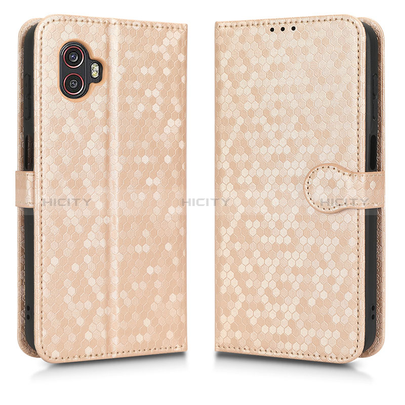 Custodia Portafoglio In Pelle Cover con Supporto C01X per Samsung Galaxy XCover 6 Pro 5G Oro