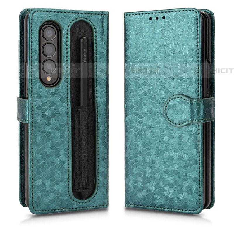 Custodia Portafoglio In Pelle Cover con Supporto C01X per Samsung Galaxy Z Fold4 5G Verde