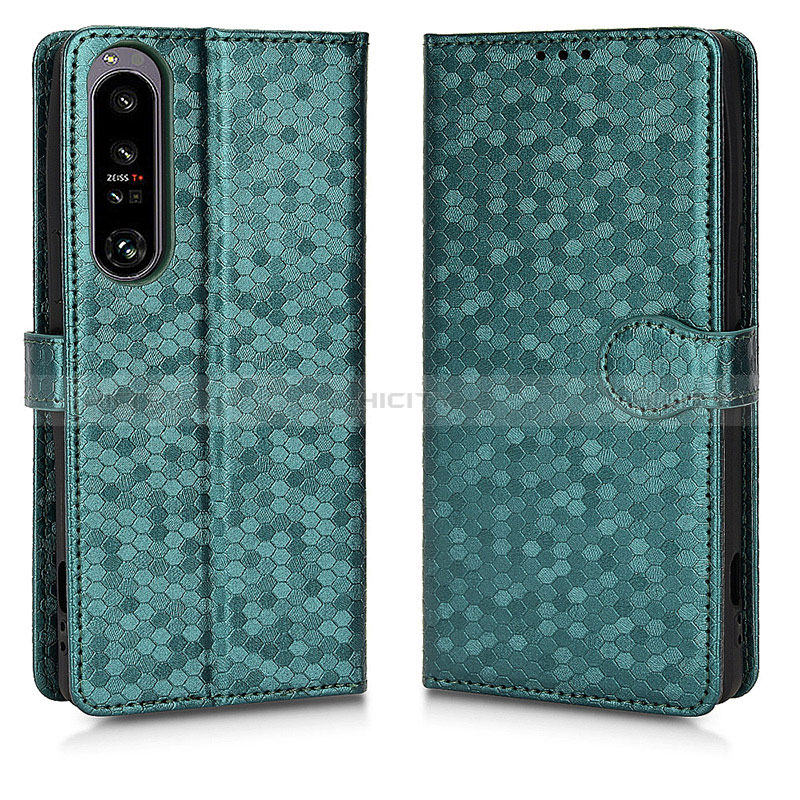 Custodia Portafoglio In Pelle Cover con Supporto C01X per Sony Xperia 1 IV Verde