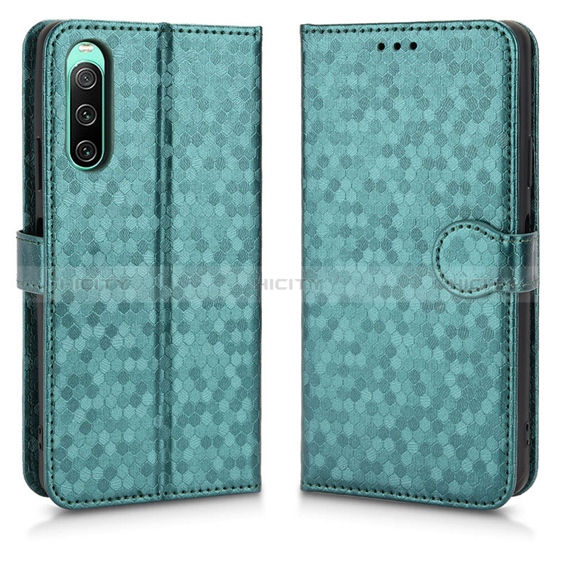 Custodia Portafoglio In Pelle Cover con Supporto C01X per Sony Xperia 10 IV Verde