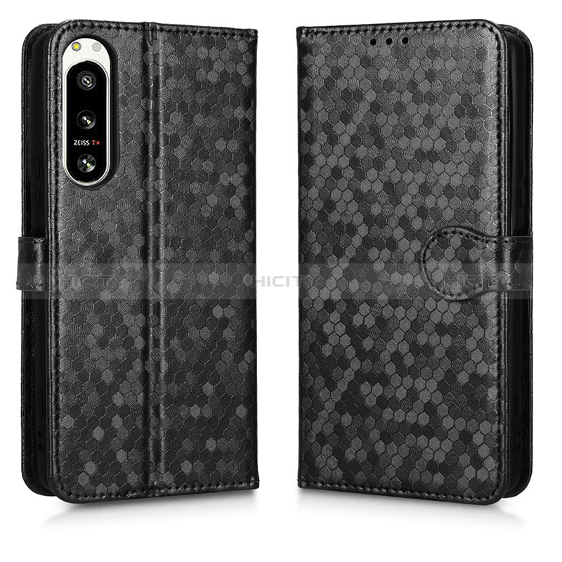 Custodia Portafoglio In Pelle Cover con Supporto C01X per Sony Xperia 5 IV Nero