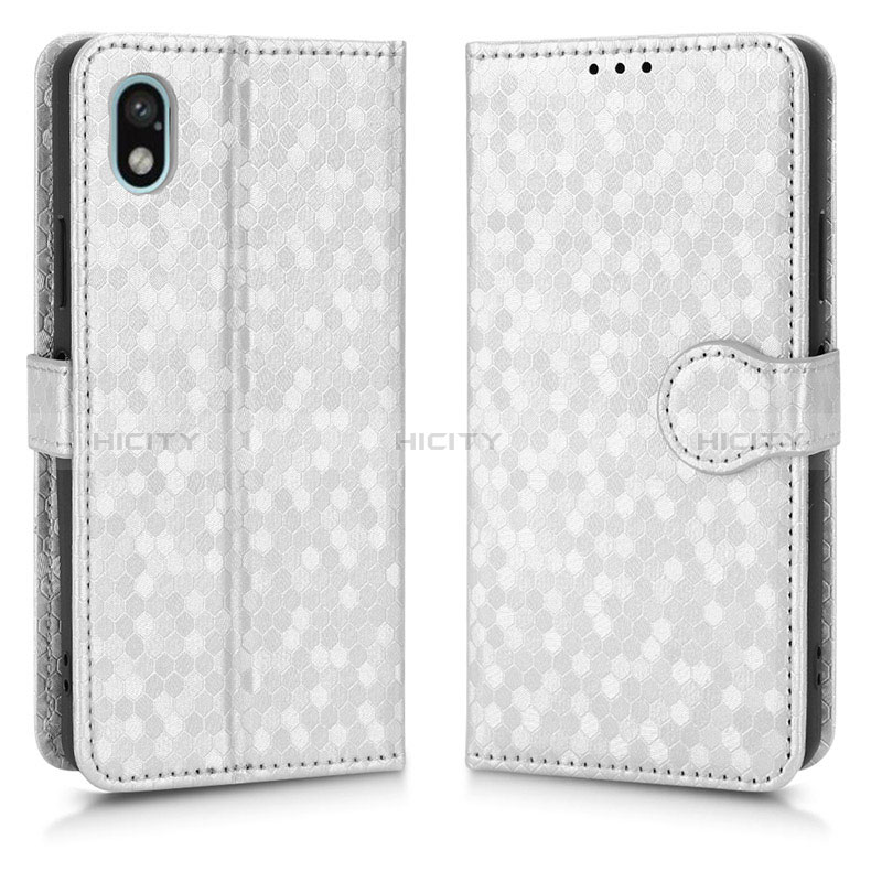 Custodia Portafoglio In Pelle Cover con Supporto C01X per Sony Xperia Ace III SO-53C Argento