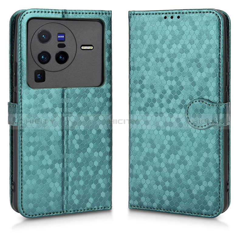 Custodia Portafoglio In Pelle Cover con Supporto C01X per Vivo X80 Pro 5G Verde