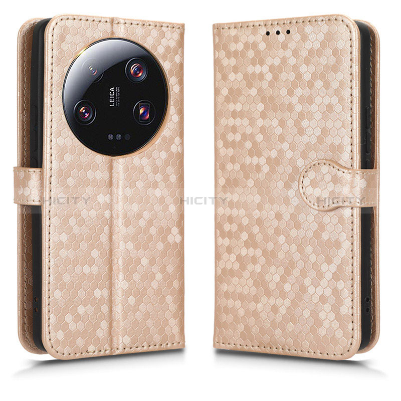 Custodia Portafoglio In Pelle Cover con Supporto C01X per Xiaomi Mi 13 Ultra 5G Oro