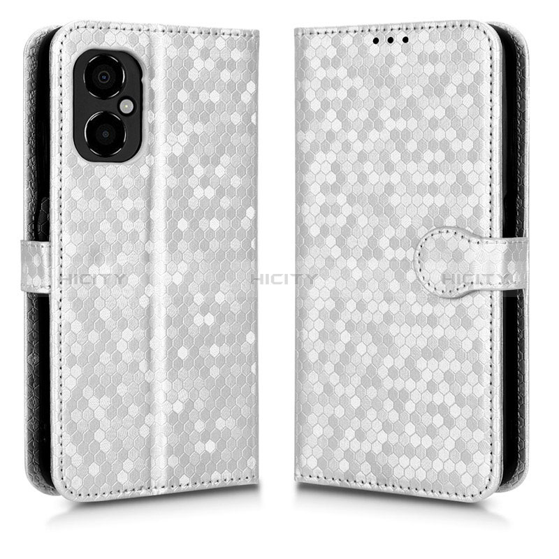 Custodia Portafoglio In Pelle Cover con Supporto C01X per Xiaomi Poco M4 5G Argento