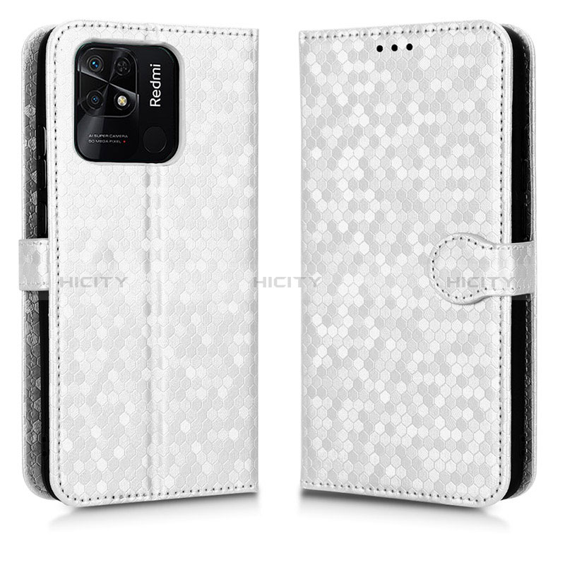 Custodia Portafoglio In Pelle Cover con Supporto C01X per Xiaomi Redmi 10 India Argento