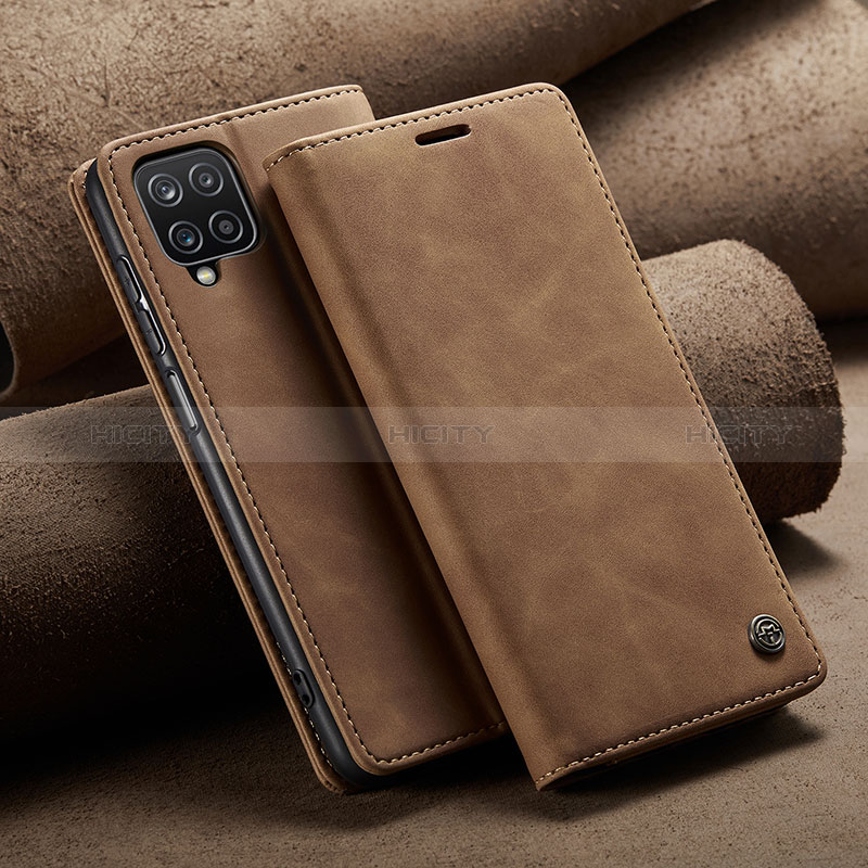 Custodia Portafoglio In Pelle Cover con Supporto C02S per Samsung Galaxy A12 5G Marrone Chiaro