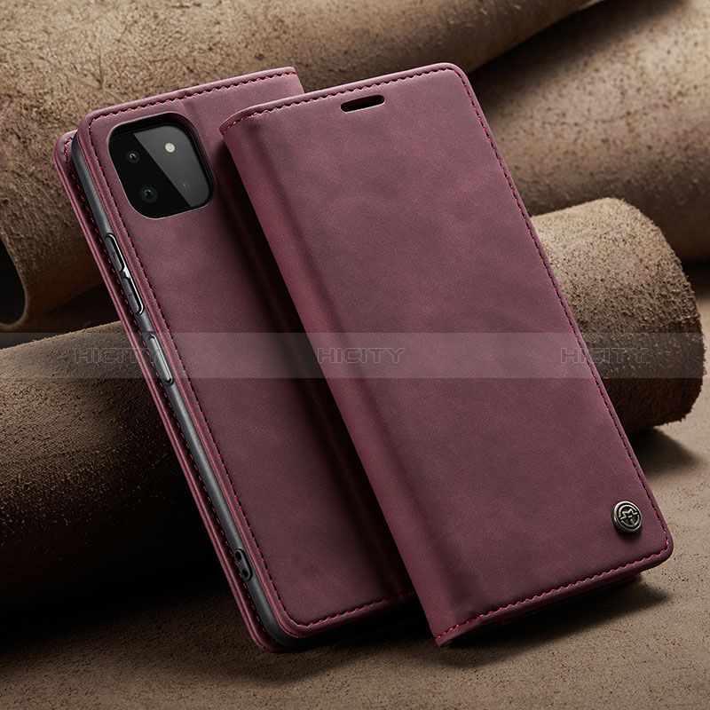 Custodia Portafoglio In Pelle Cover con Supporto C02S per Samsung Galaxy A22s 5G Rosso Rosa