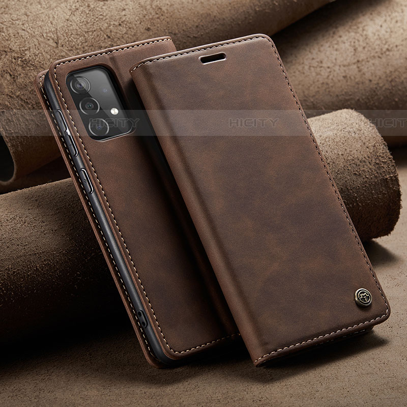 Custodia Portafoglio In Pelle Cover con Supporto C02S per Samsung Galaxy A52 5G Marrone