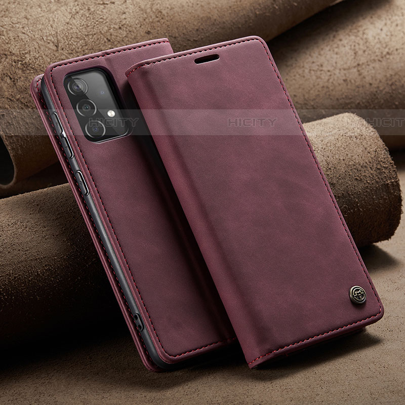 Custodia Portafoglio In Pelle Cover con Supporto C02S per Samsung Galaxy A52 5G Rosso Rosa