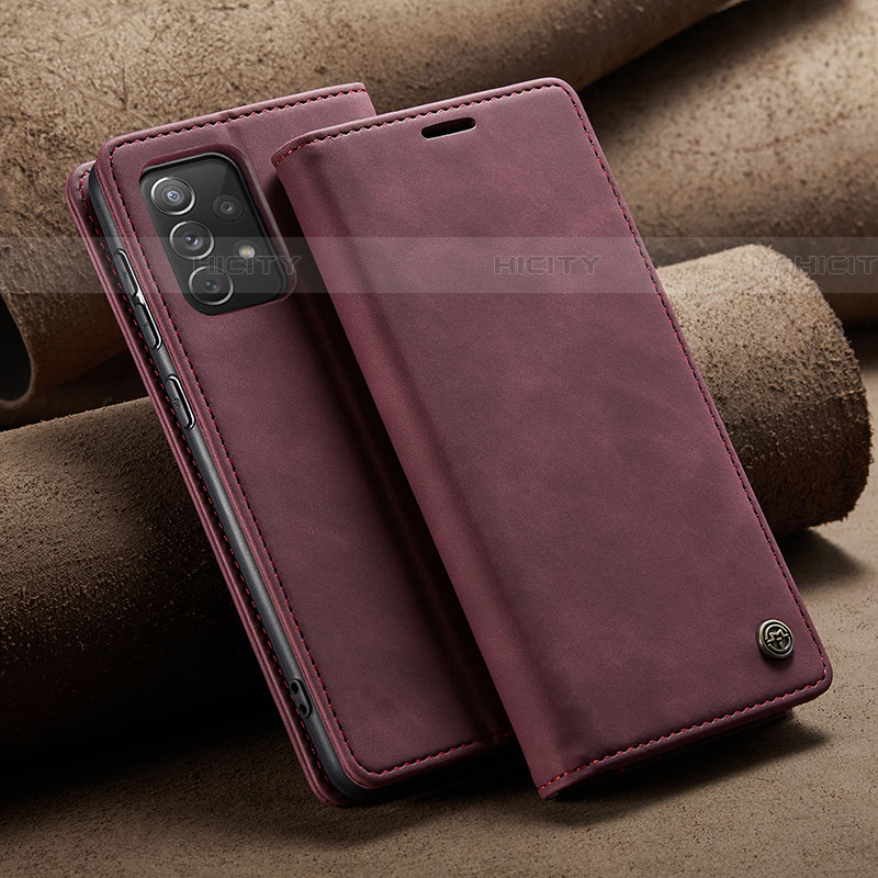 Custodia Portafoglio In Pelle Cover con Supporto C02S per Samsung Galaxy A72 4G Rosso Rosa