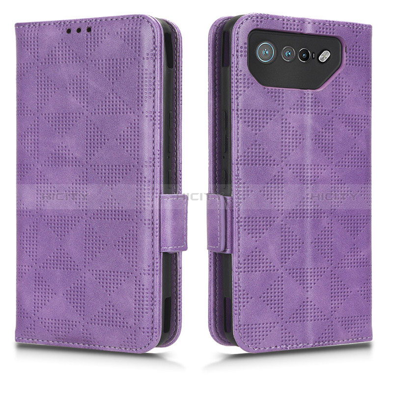 Custodia Portafoglio In Pelle Cover con Supporto C02X per Asus ROG Phone 7 Pro Viola