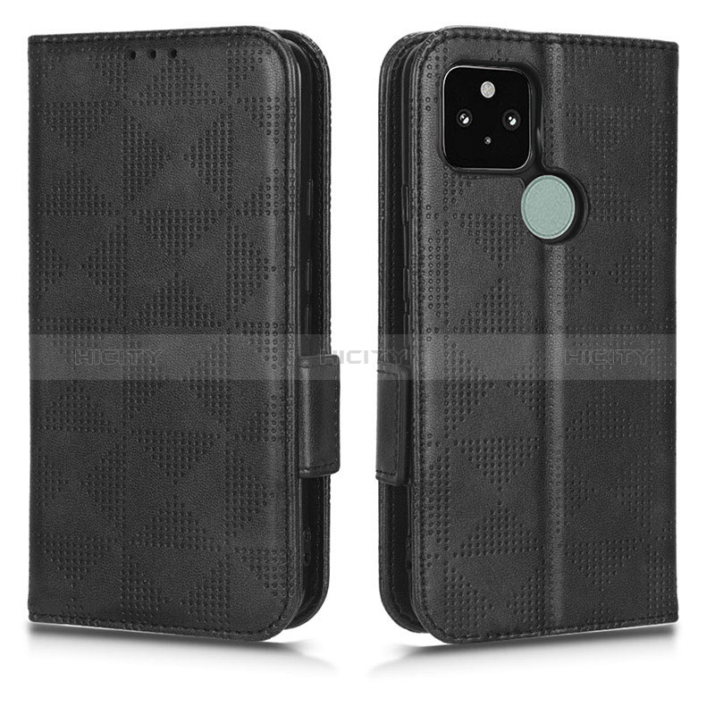 Custodia Portafoglio In Pelle Cover con Supporto C02X per Google Pixel 5 Nero