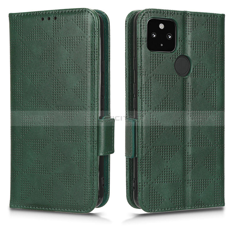 Custodia Portafoglio In Pelle Cover con Supporto C02X per Google Pixel 5 XL 5G Verde