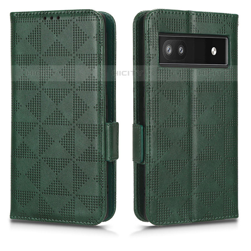 Custodia Portafoglio In Pelle Cover con Supporto C02X per Google Pixel 6a 5G Verde