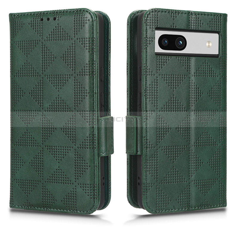 Custodia Portafoglio In Pelle Cover con Supporto C02X per Google Pixel 7a 5G Verde