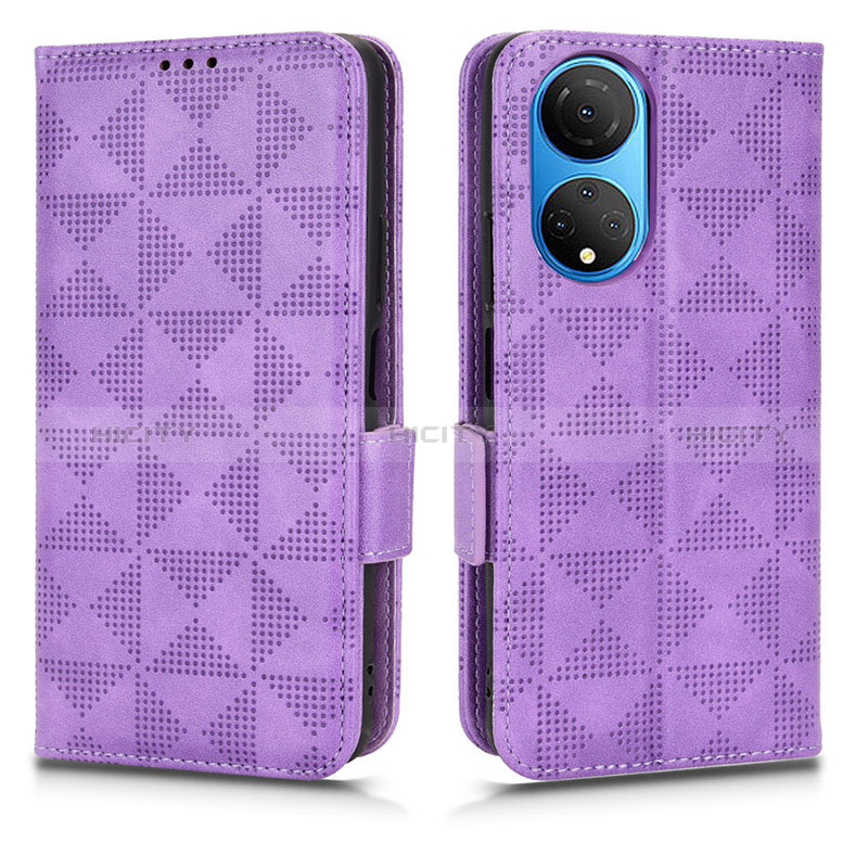 Custodia Portafoglio In Pelle Cover con Supporto C02X per Huawei Honor X7 Viola