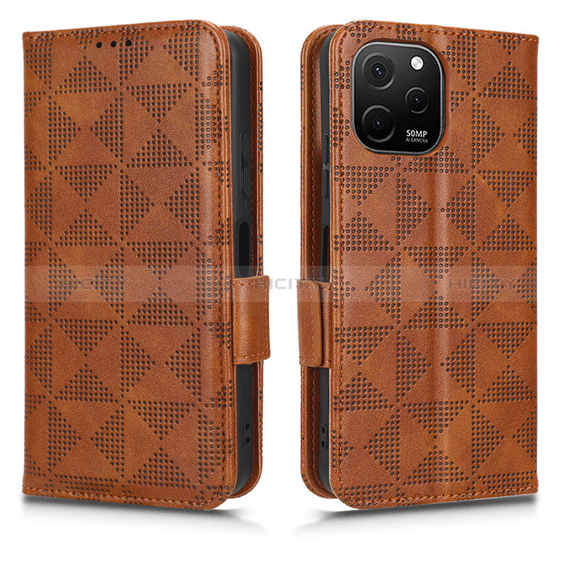 Custodia Portafoglio In Pelle Cover con Supporto C02X per Huawei Nova Y61 Marrone