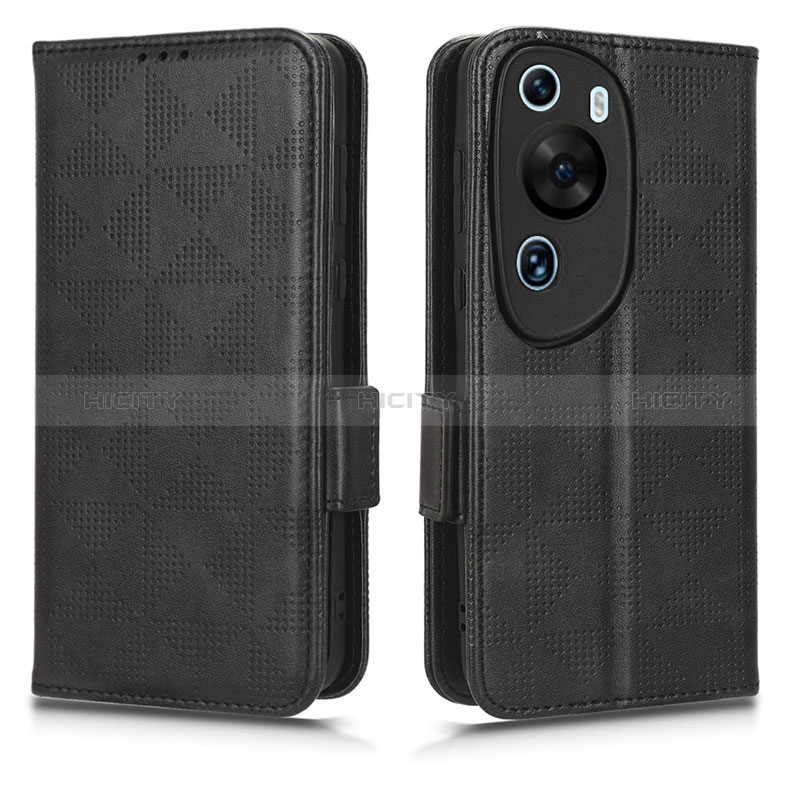 Custodia Portafoglio In Pelle Cover con Supporto C02X per Huawei P60 Art Nero