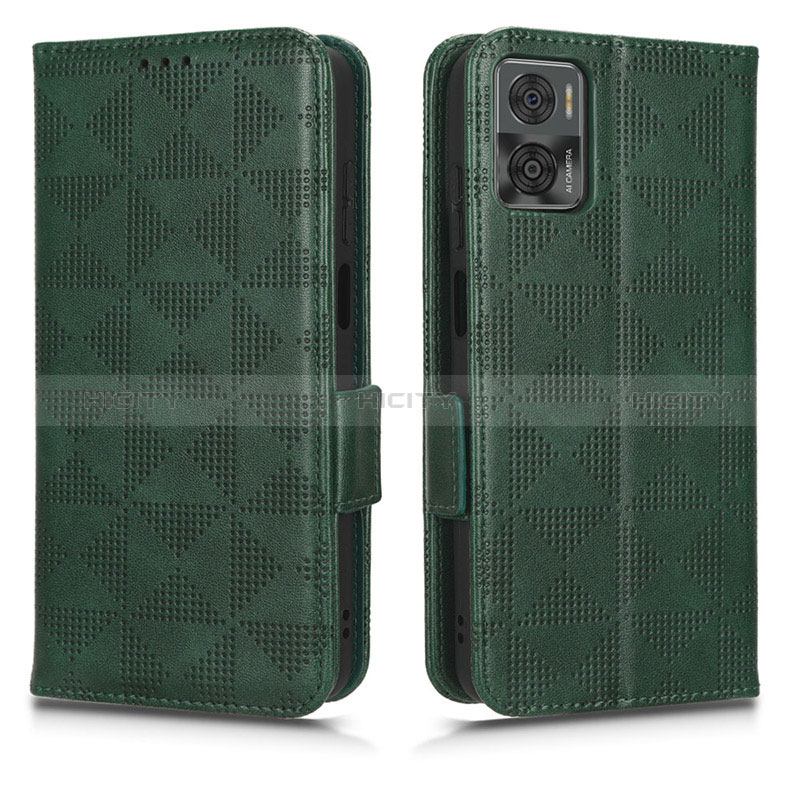 Custodia Portafoglio In Pelle Cover con Supporto C02X per Motorola Moto E22i Verde