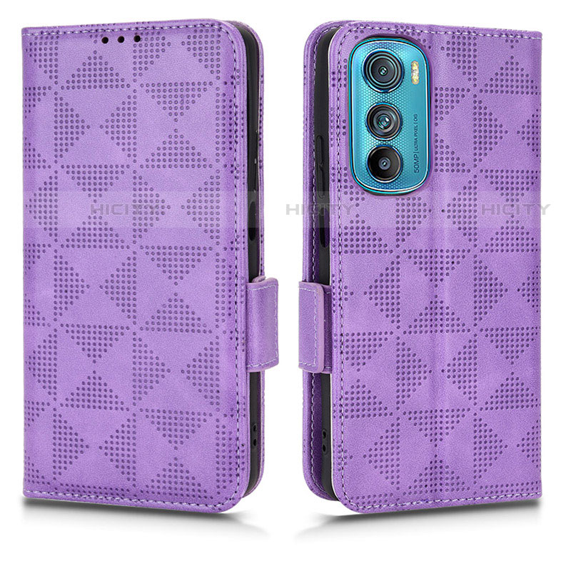 Custodia Portafoglio In Pelle Cover con Supporto C02X per Motorola Moto Edge 30 5G Viola