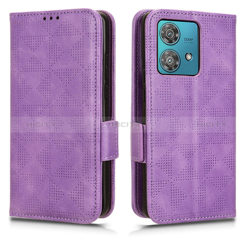 Custodia Portafoglio In Pelle Cover con Supporto C02X per Motorola Moto Edge 40 Neo 5G Viola