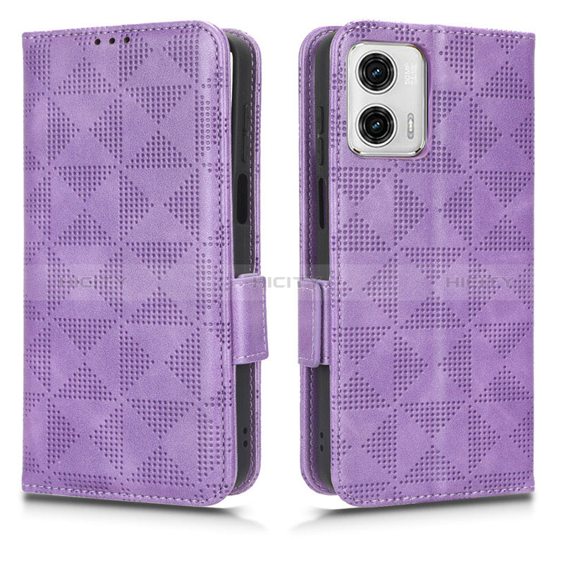 Custodia Portafoglio In Pelle Cover con Supporto C02X per Motorola Moto G73 5G Viola