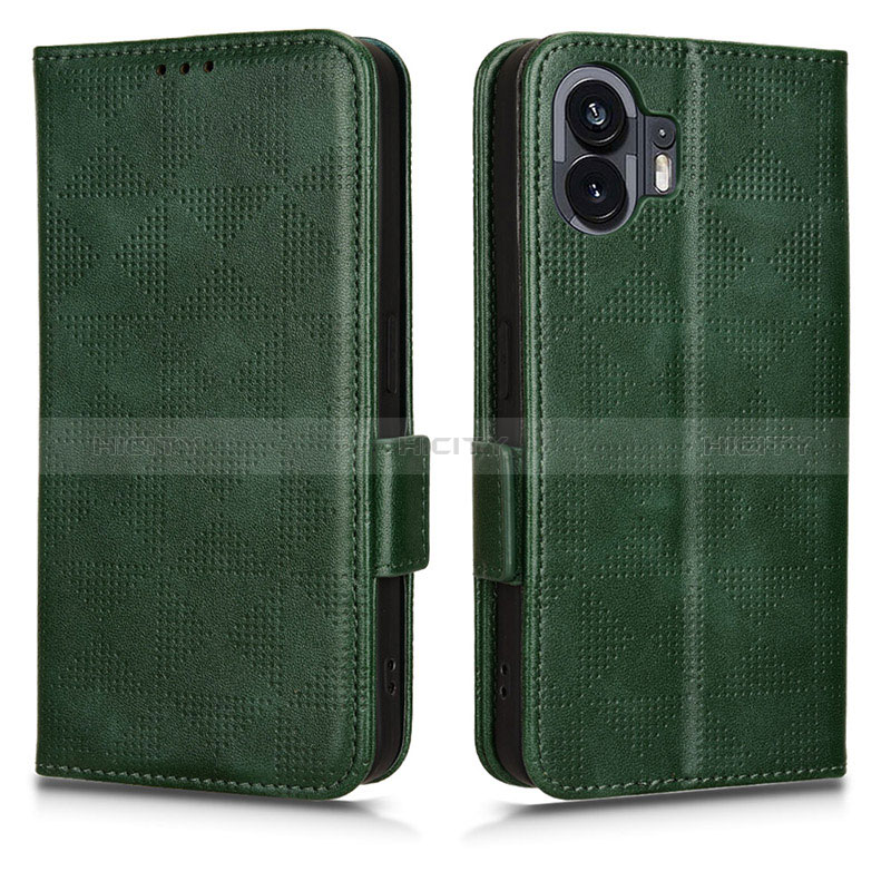 Custodia Portafoglio In Pelle Cover con Supporto C02X per Nothing Phone 2 Verde