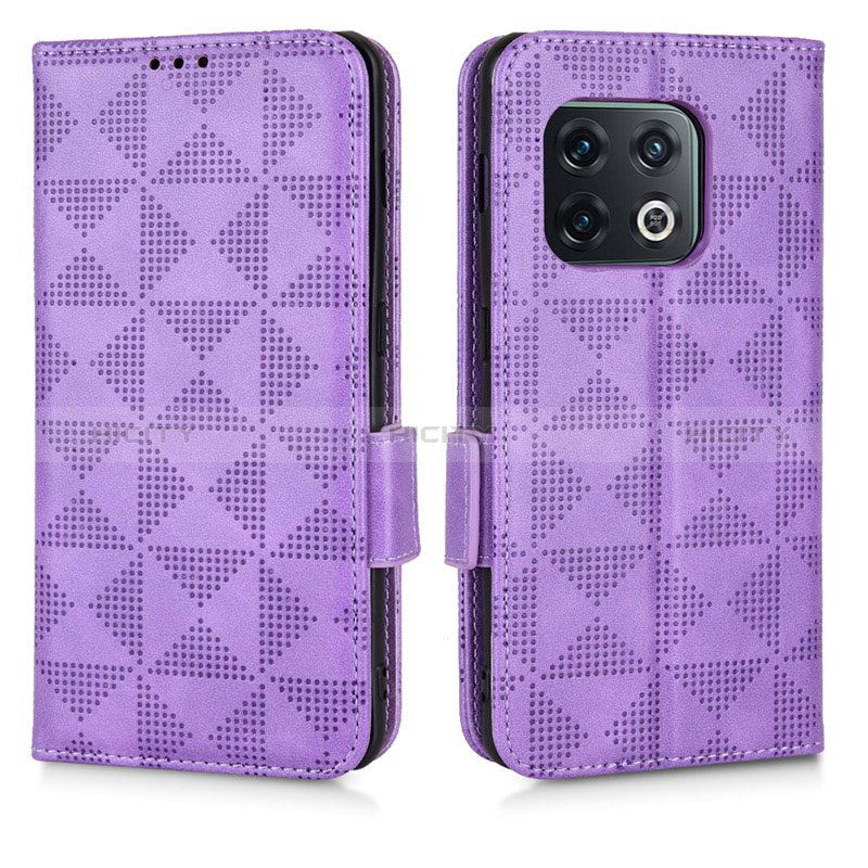 Custodia Portafoglio In Pelle Cover con Supporto C02X per OnePlus 10 Pro 5G Viola