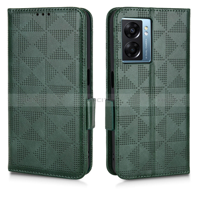 Custodia Portafoglio In Pelle Cover con Supporto C02X per Oppo A56S 5G Verde